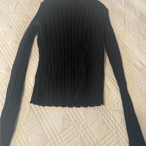 Zara Black Ribbed Long Sleeve Top